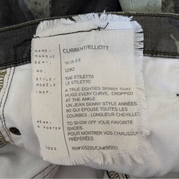 Current/Elliott Camo Stiletto Jeans Size 30 Mid Rise Skinny Army Green USA - Picture 6 of 12